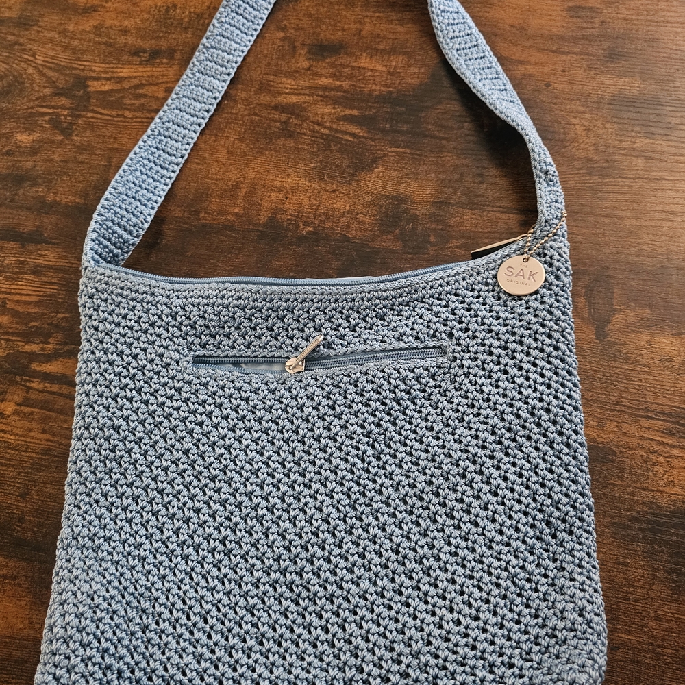 The Sak Light Blue Crochet Shoulder Bag